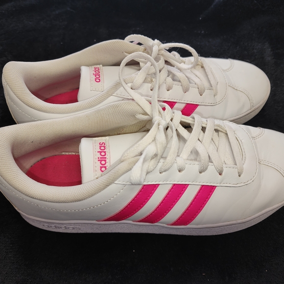 Adidas Women's White and Pink Sneakers - Picture 2 of 4
